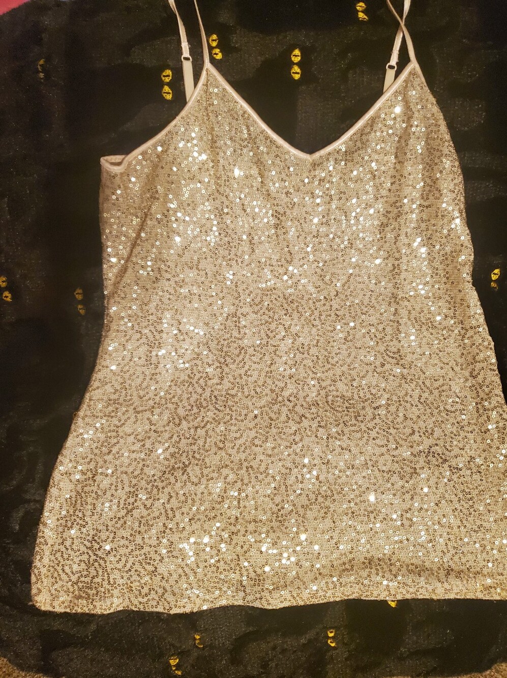 Express, Sequin Cami Tank Top - Gold
